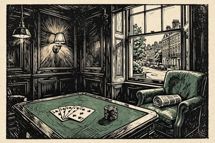 Private London gaming lounge with card table and chips