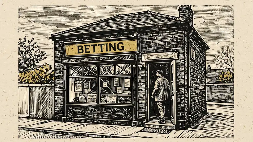 Standalone betting shop on a quiet British high street with no neighbouring casino brands.